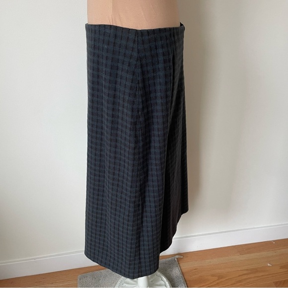 Calvin Klein Collection Wool Blend Green Check Plaid Knee-Length Skirt Size 10 - Picture 5 of 10